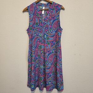 NWT Dear Scarlett Lizzy Tank Dress Sleeveless Relaxed Paisley Women's Small